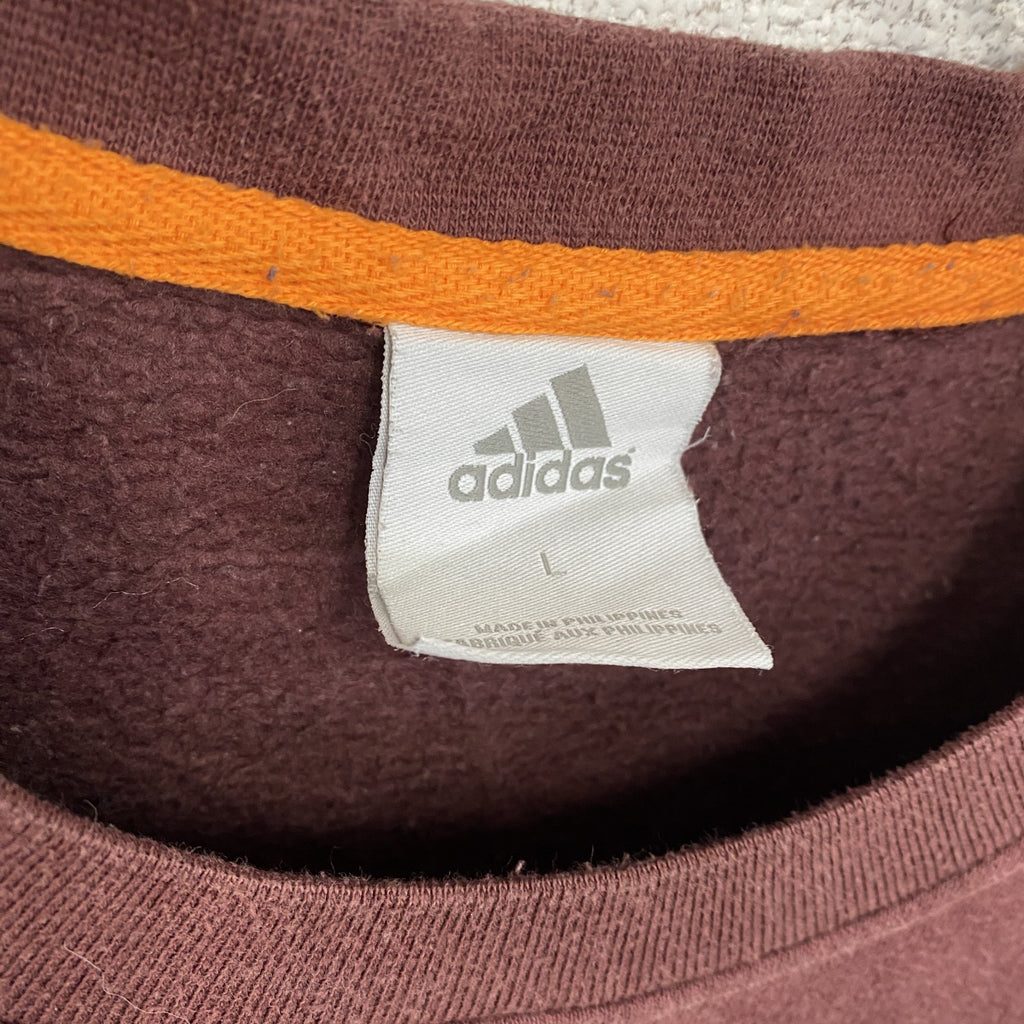 00s　adidas　アディダス　スウェット/トレーナー　ヴィンテージ　ロゴ刺繍　赤　レッド　ボルドー　Lサイズ　古着