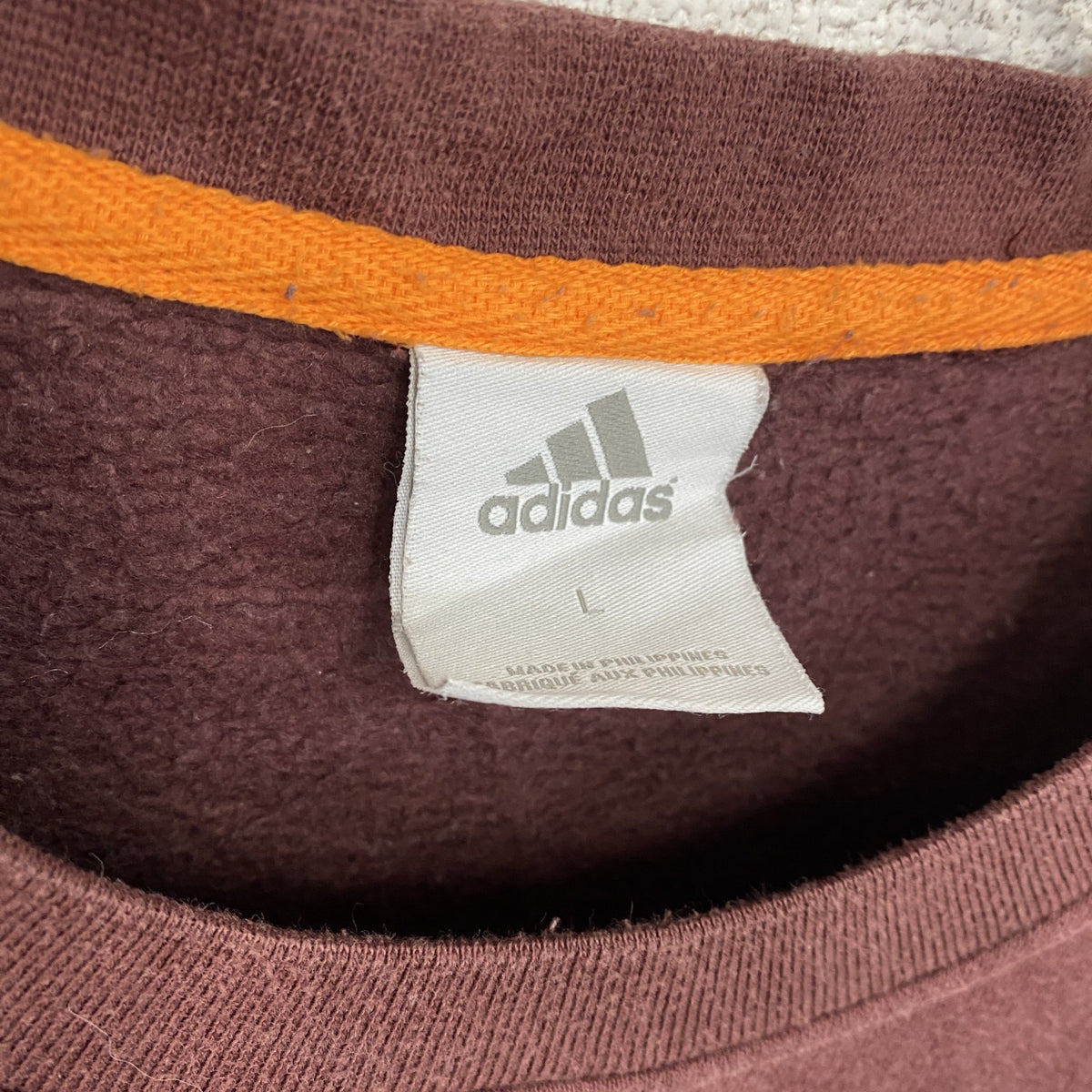 00s　adidas　アディダス　スウェット/トレーナー　ヴィンテージ　ロゴ刺繍　赤　レッド　ボルドー　Lサイズ　古着