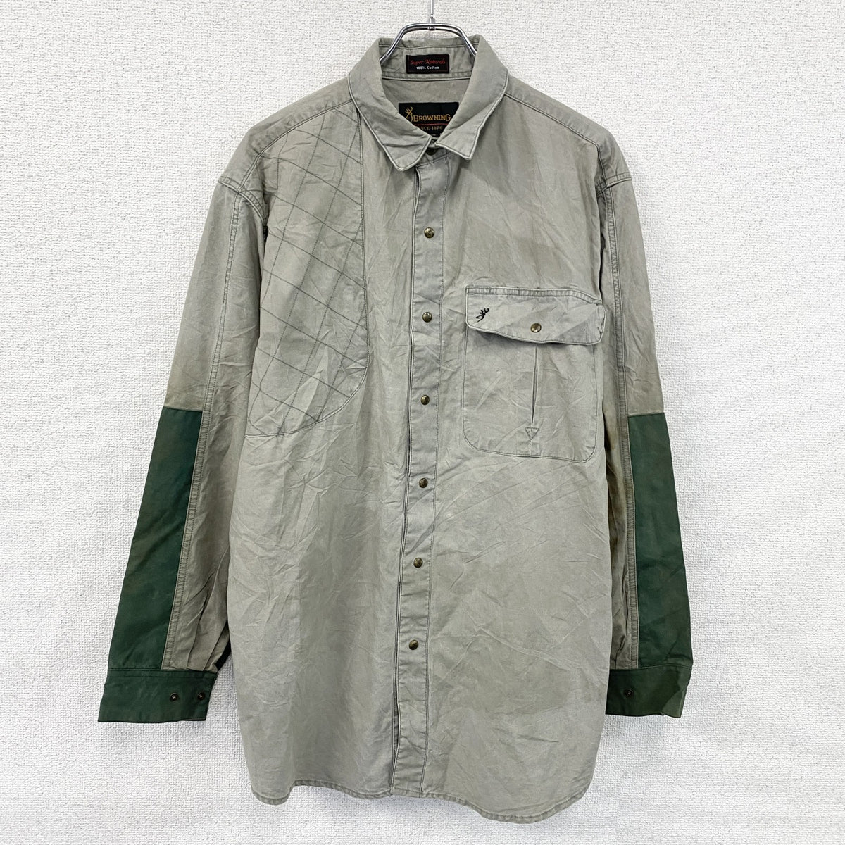 Browning　ブローニング　ハンティングシャツ　緑　グリーン　XLサイズ　古着