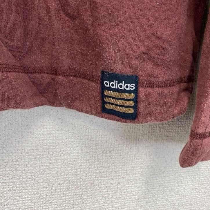 00s　adidas　アディダス　スウェット/トレーナー　ヴィンテージ　ロゴ刺繍　赤　レッド　ボルドー　Lサイズ　古着