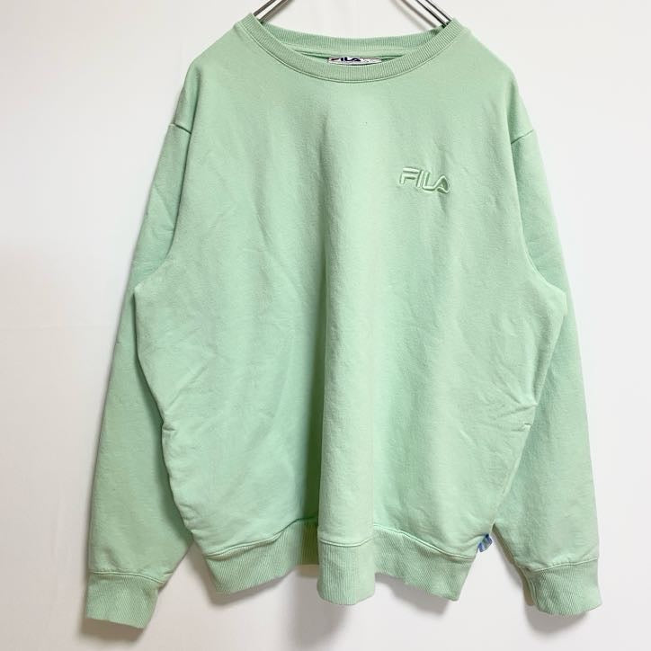 FILA　フィラ　スウェット/トレーナー　刺繍ロゴ　ワンポイント　スポーツミックス　緑　パステルグリーン　XXLサイズ　古着