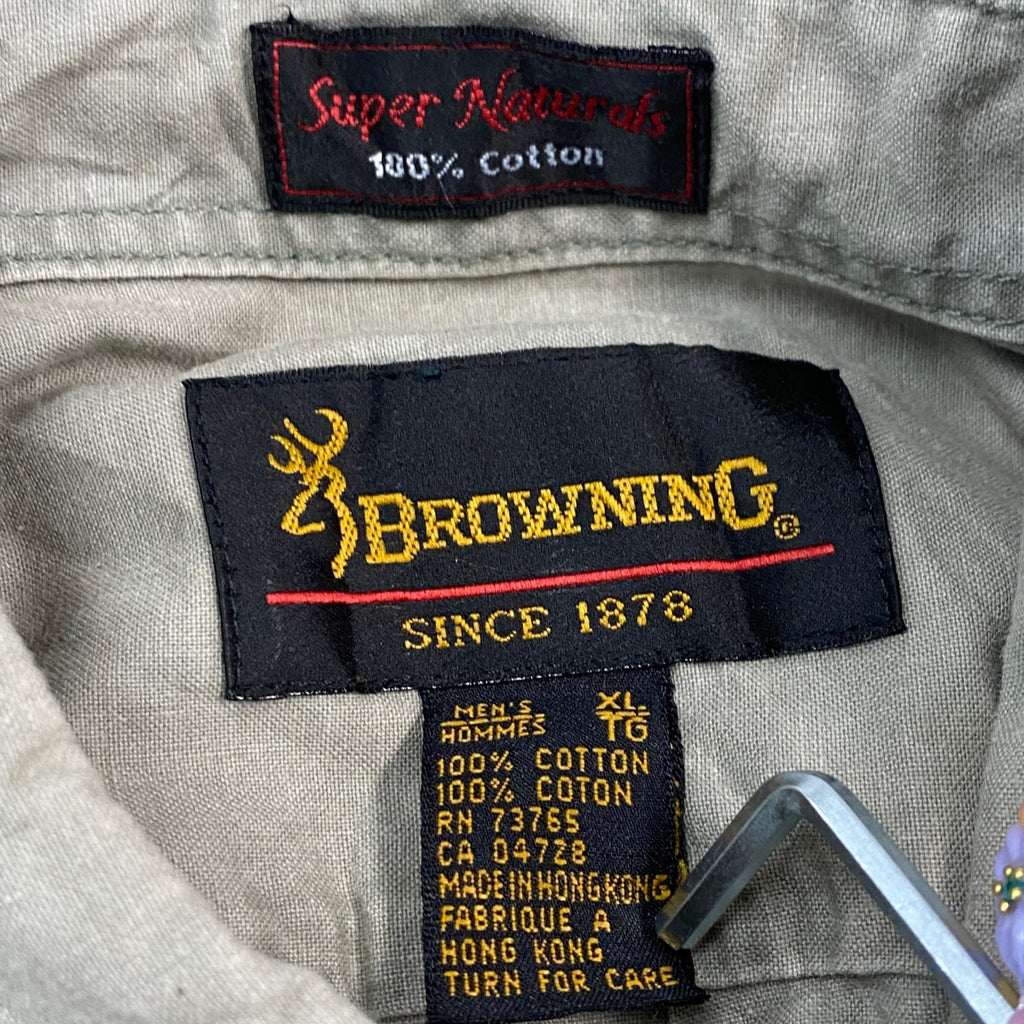 Browning　ブローニング　ハンティングシャツ　緑　グリーン　XLサイズ　古着