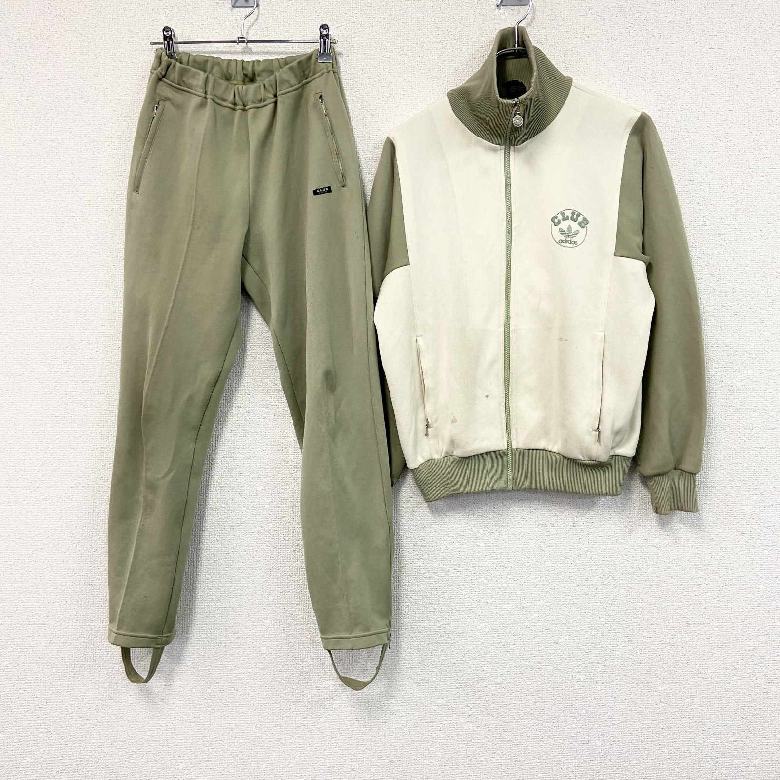 ～80s　adidas club　アディダスクラブ　ジャージセットアップ　トラックジャケット　トラックパンツ　緑　グリーン　4サイズ　　ヴィンテージ　古着