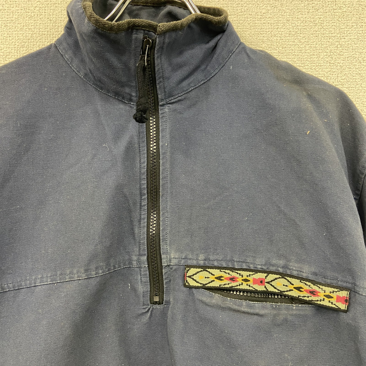 ハーフジッププルオーバージャケット　紺　ネイビー　Lサイズ　古着