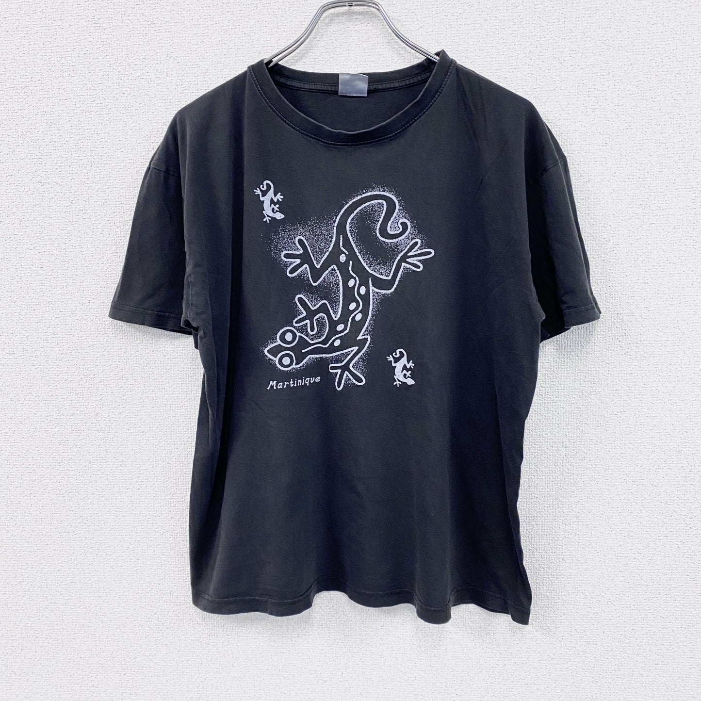 SUPERIOR　半袖プリントTシャツ　トカゲ　黒　ブラック　XLサイズ