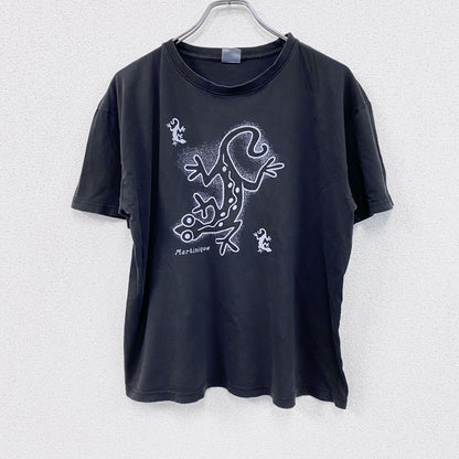 SUPERIOR　半袖プリントTシャツ　トカゲ　黒　ブラック　XLサイズ
