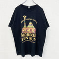 GILDAN　ギルダン　半袖プリントTシャツ　アーチプリント　MORDOR FUN RUN　黒　ブラック　2XLサイズ　古着