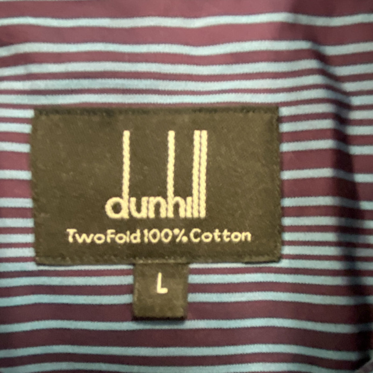dunhill　ダンヒル　長袖シャツ　ストライプ　青　ブルー　Lサイズ　古着