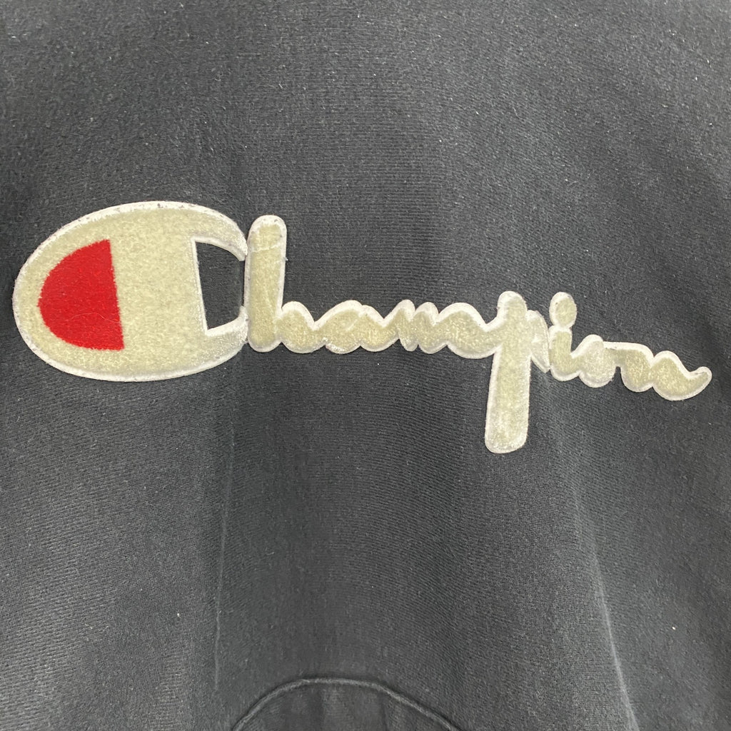 Champion　チャンピオン　リバースウィーブ　スウェットパーカー/フーディー　デカロゴ　黒　ブラック　Mサイズ　古着