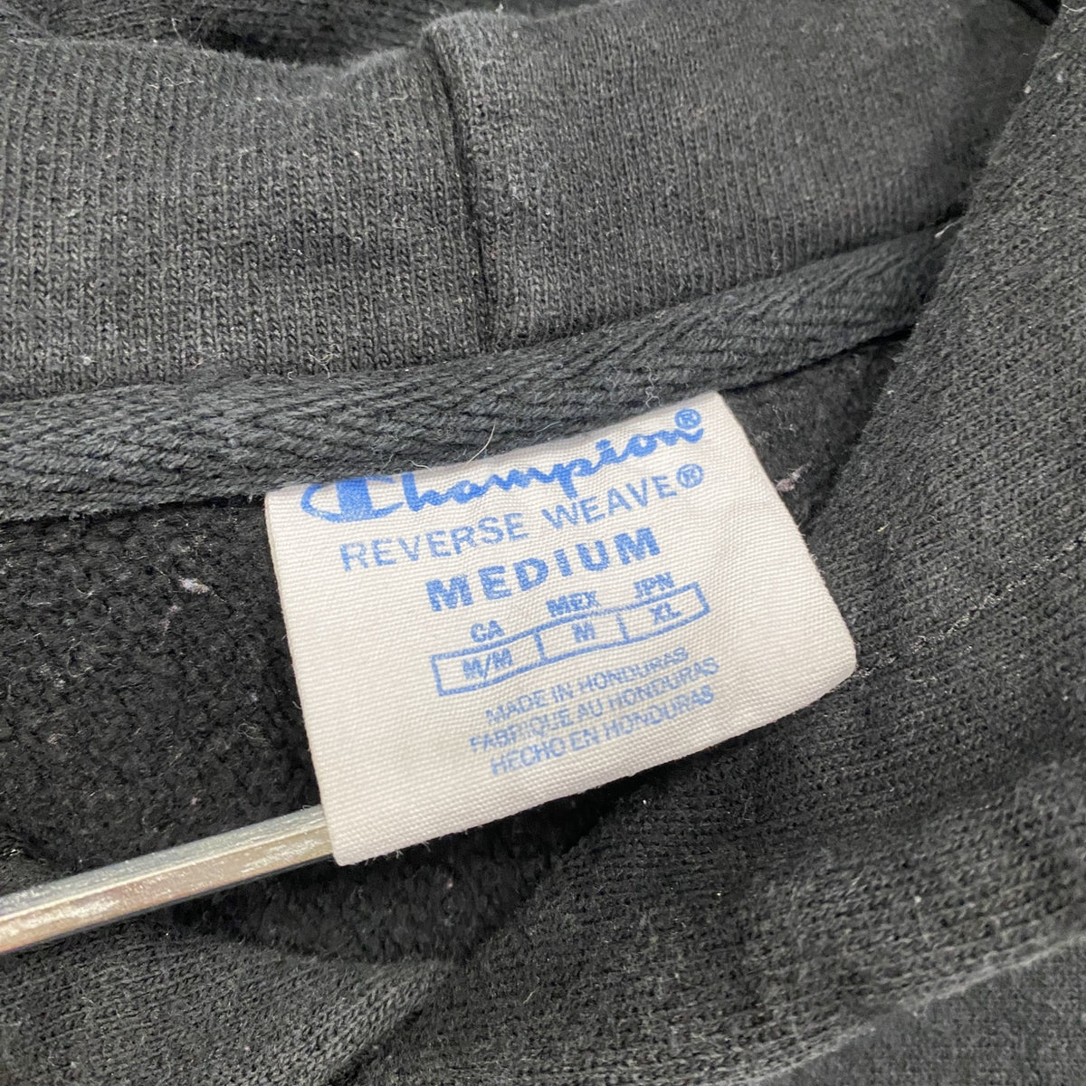 Champion　チャンピオン　リバースウィーブ　スウェットパーカー/フーディー　デカロゴ　黒　ブラック　Mサイズ　古着