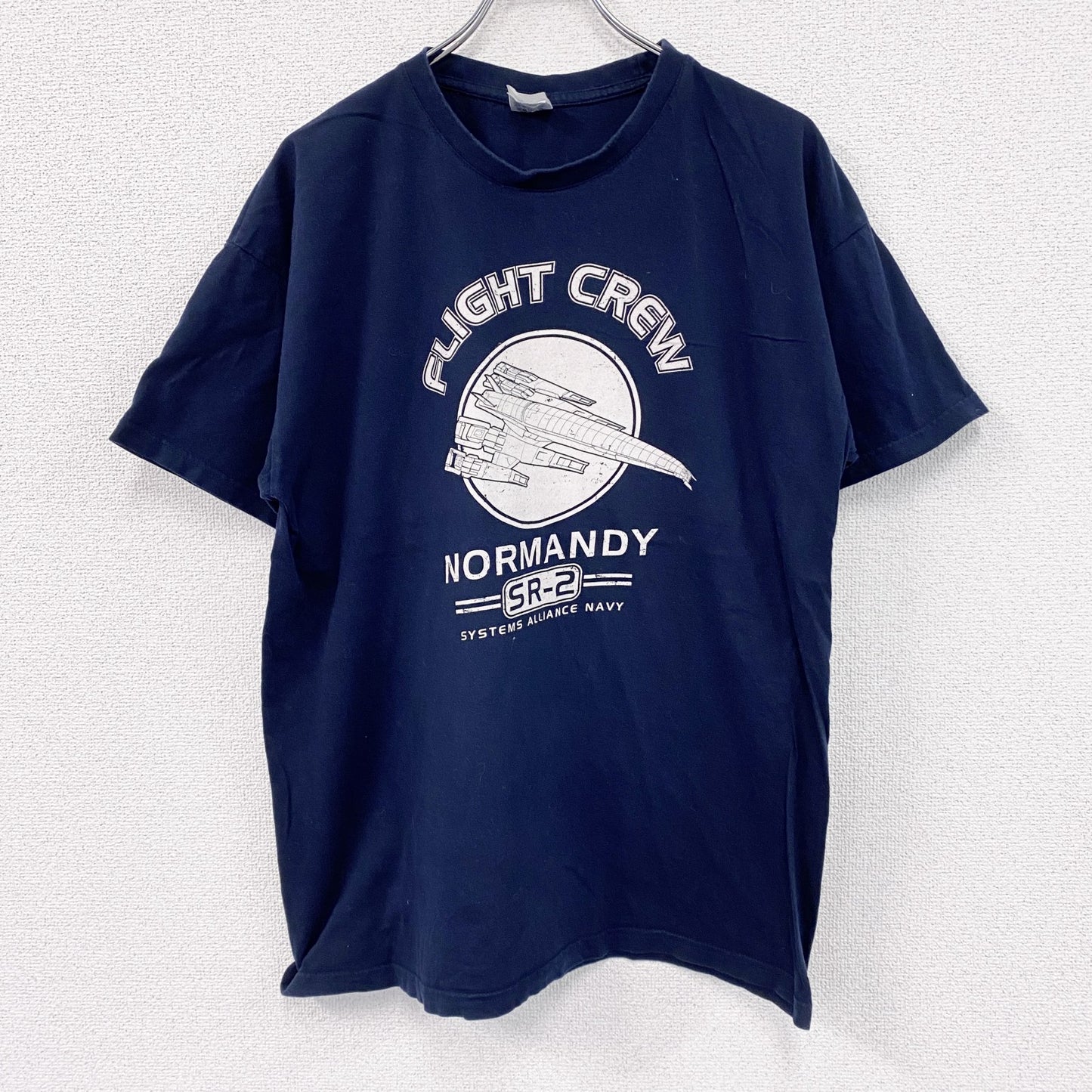 B&C　COLLECTION　半袖プリントTシャツ　ネイビー　紺　XLサイズ