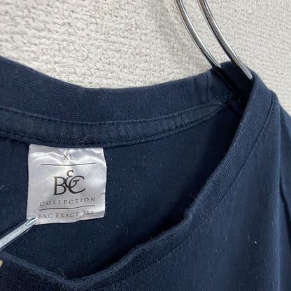 B&C　COLLECTION　半袖プリントTシャツ　ネイビー　紺　XLサイズ