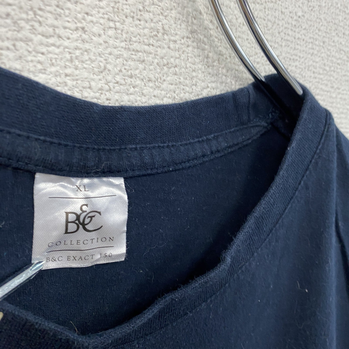 B&C　COLLECTION　半袖プリントTシャツ　ネイビー　紺　XLサイズ　古着