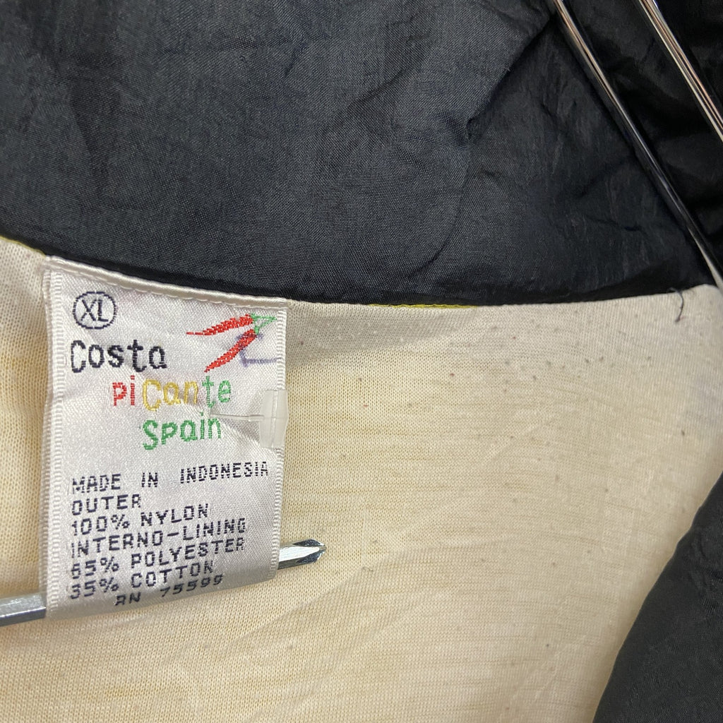 80s～　Costa picante Spain　ハーフジップナイロンプルオーバージャケット　イエロー　XLサイズ　　ヴィンテージ　古着