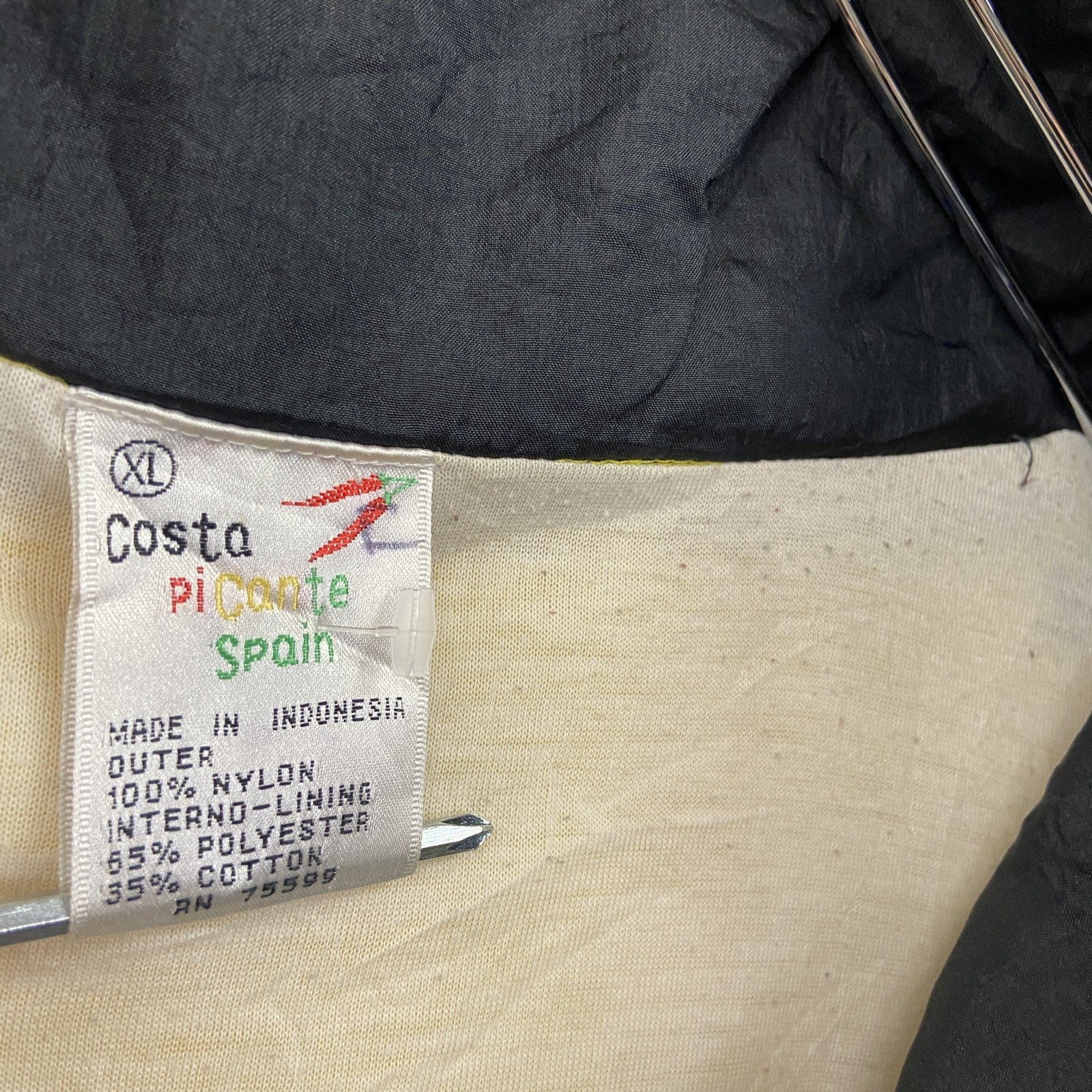 80s～　Costa picante Spain　ハーフジップナイロンプルオーバージャケット　イエロー　XLサイズ　　ヴィンテージ　古着