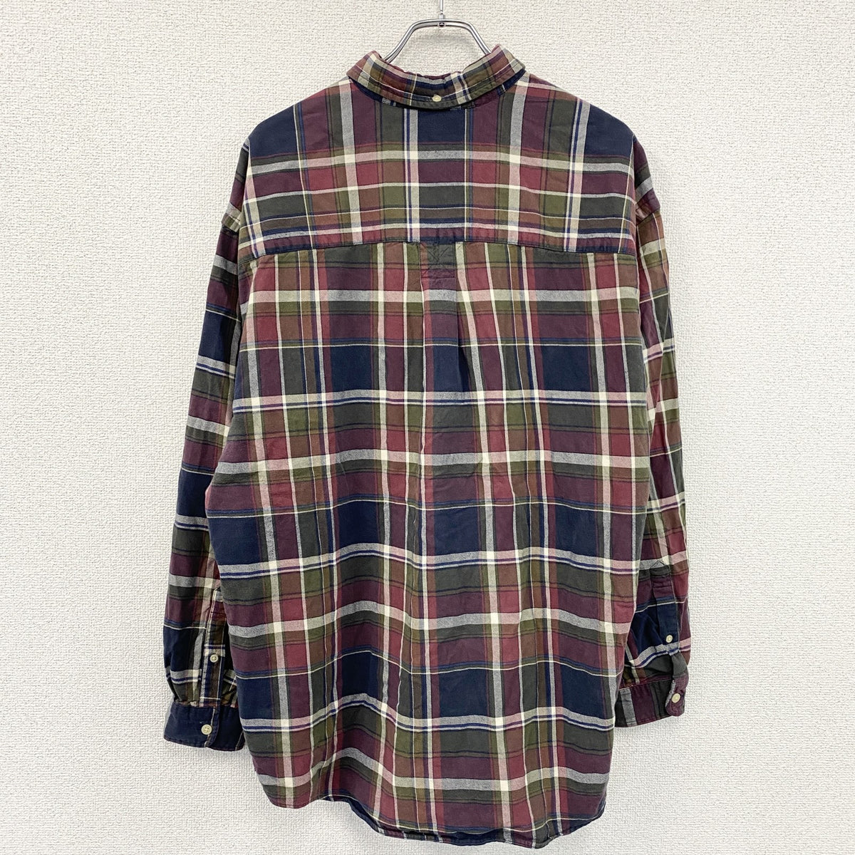 Eddie Bauer　エディーバウアー　長袖ボタンダウンシャツ　チェック柄　マルチカラー　XLサイズ メンズ コットン 古着