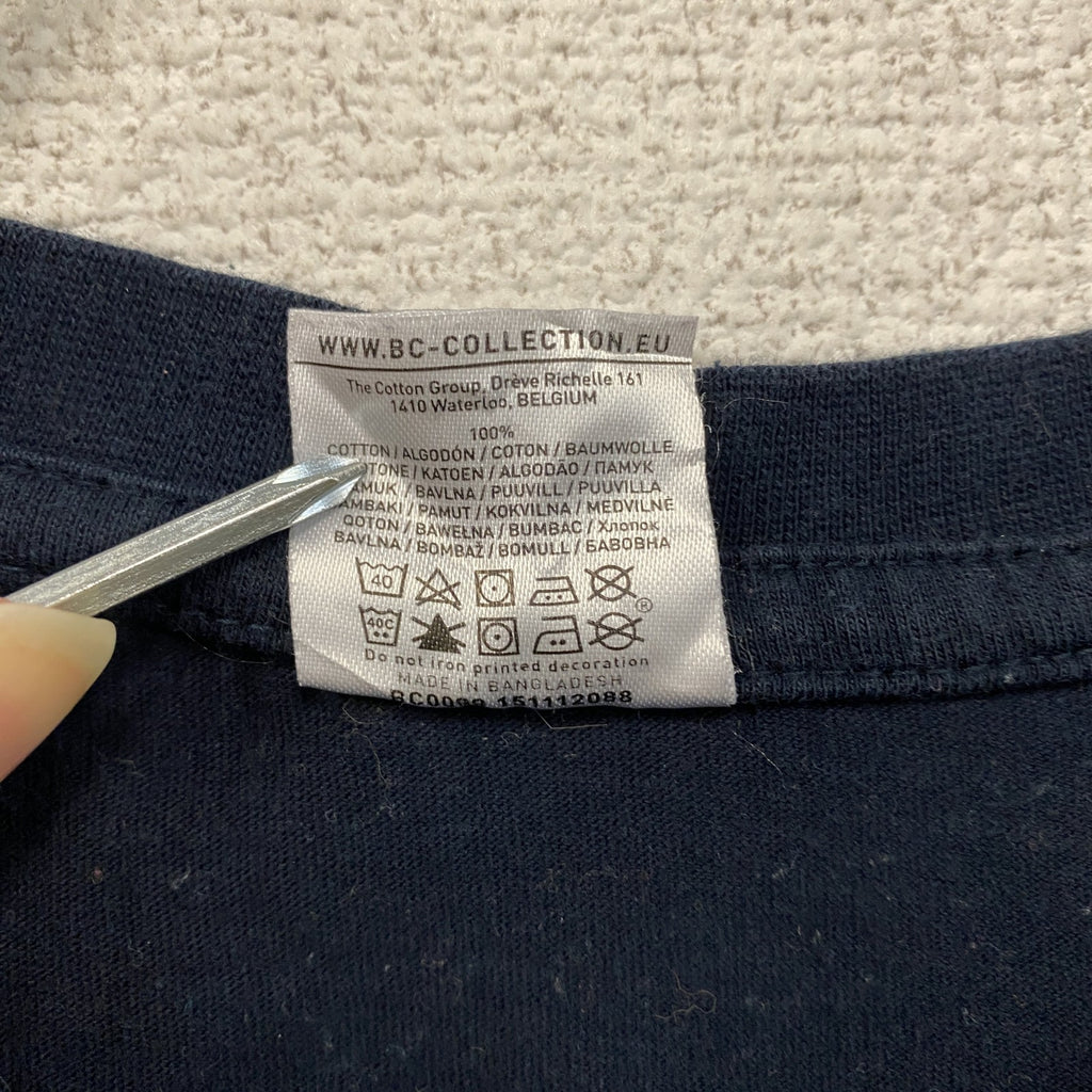 B&C　COLLECTION　半袖プリントTシャツ　ネイビー　紺　XLサイズ　古着