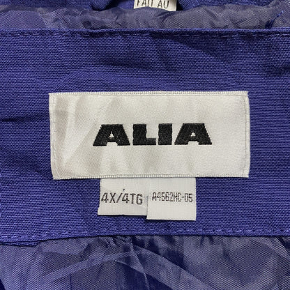 古着 used　ALIA　長袖ジップアップブルゾン　ハイネックジャンパー　ネイビー　秋冬服　ビッグシルエット　4XLサイズ