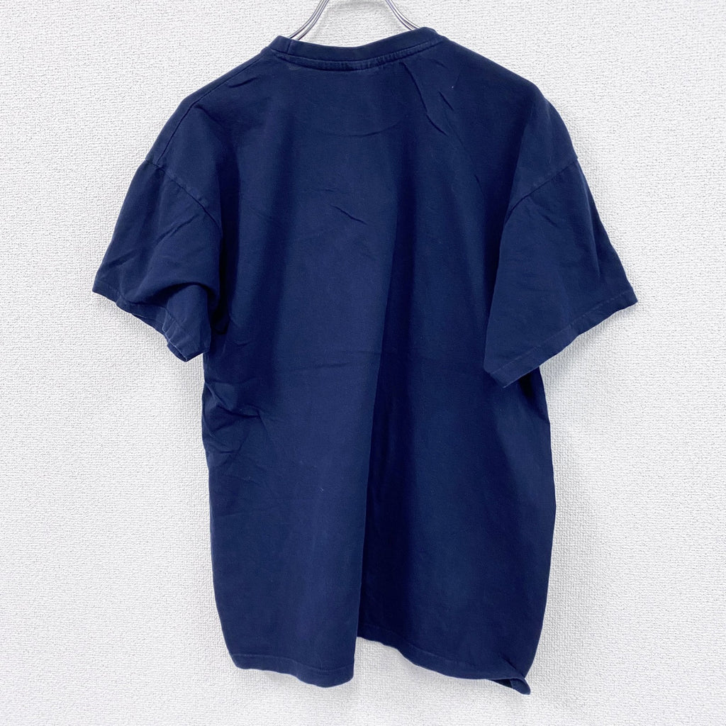B&C　COLLECTION　半袖プリントTシャツ　ネイビー　紺　XLサイズ　古着