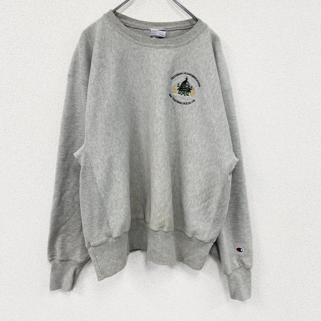 Champion　チャンピオン　リバースウィーブ　スウェット/トレーナー　アーチプリント　ワンポイント　灰色　グレー　XLサイズ　古着