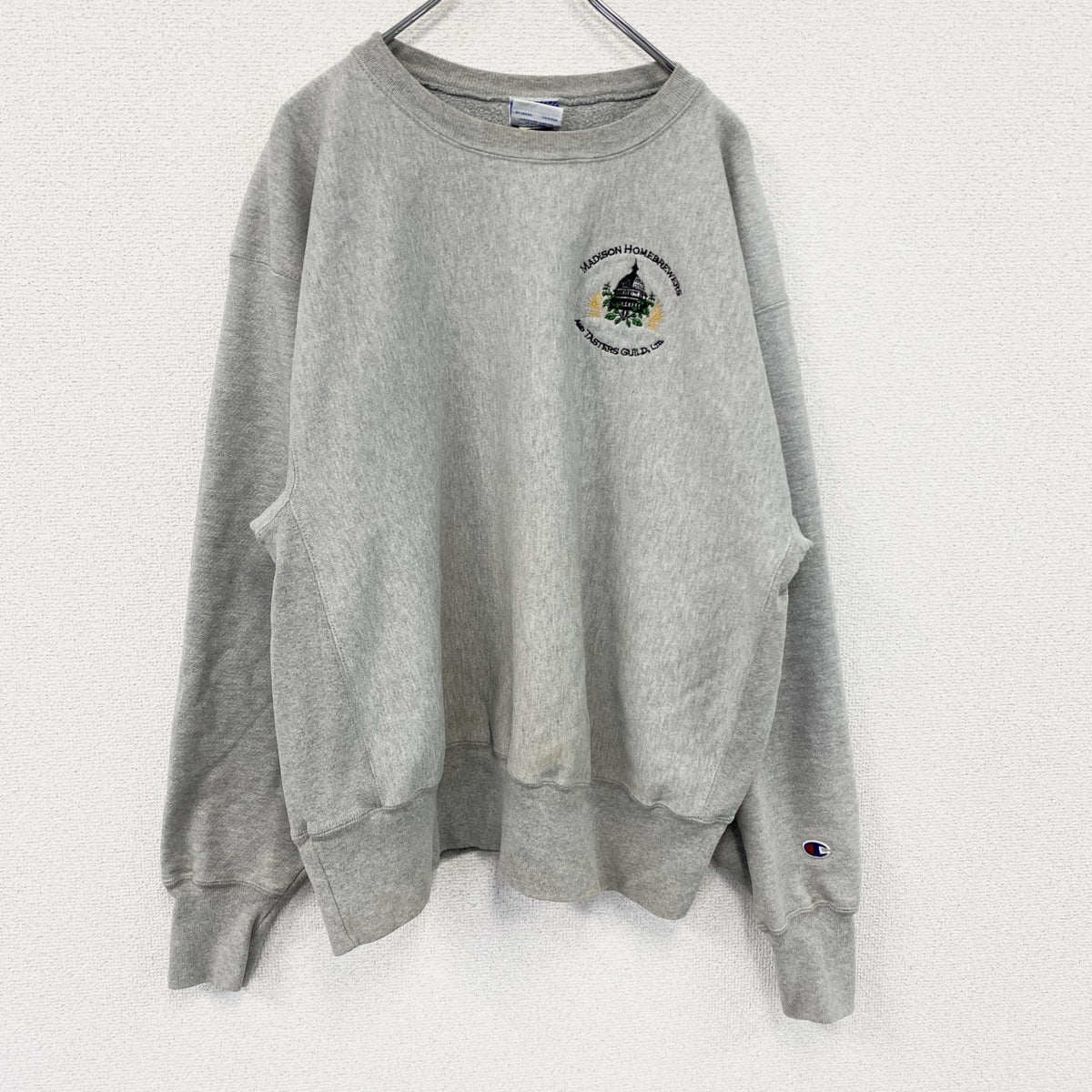 Champion　チャンピオン　リバースウィーブ　スウェット/トレーナー　アーチプリント　ワンポイント　灰色　グレー　XLサイズ　古着