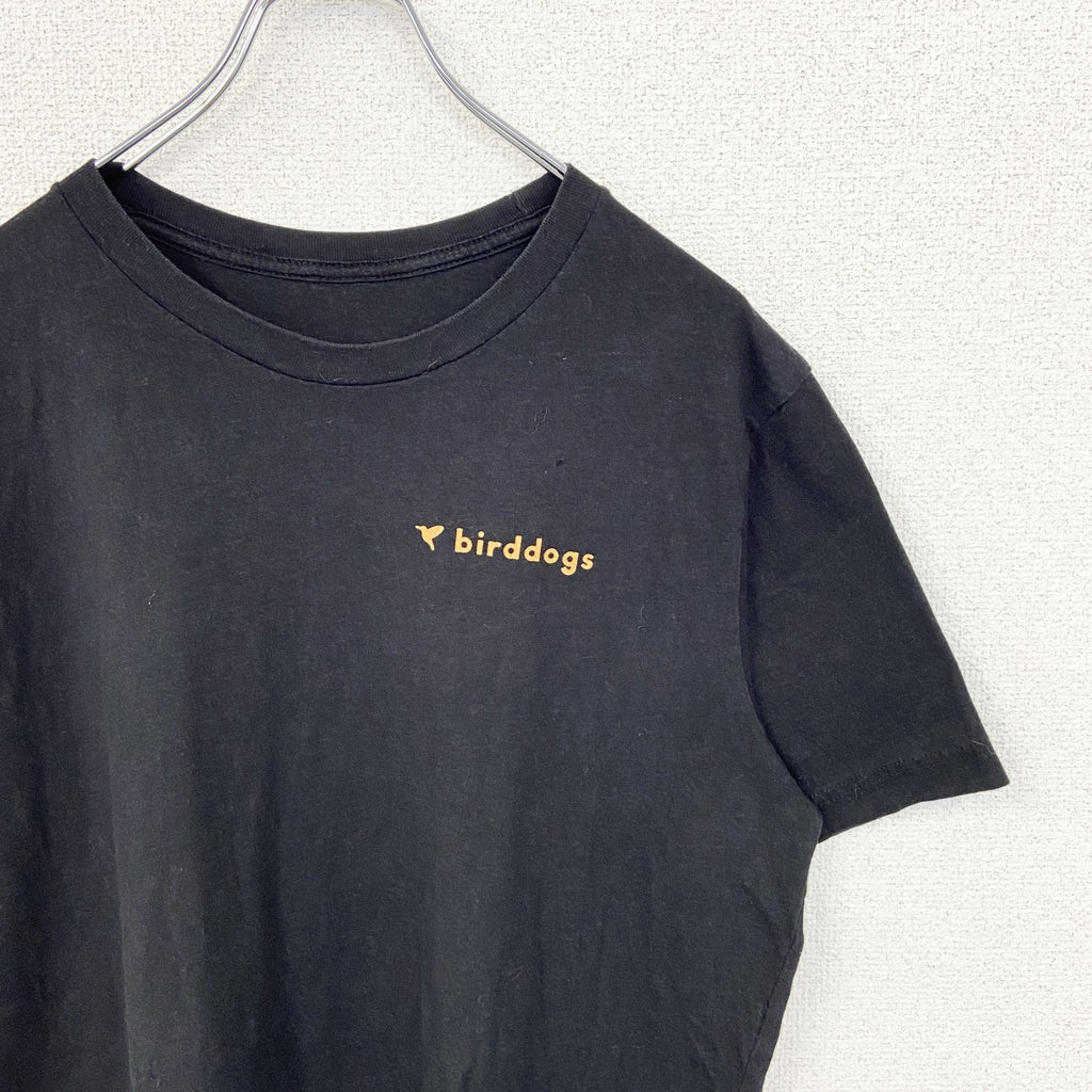 BIRDDOGS　半袖ワンポイントプリントTシャツ　バックプリント　グラフィックデザイン　黒　ブラック　古着