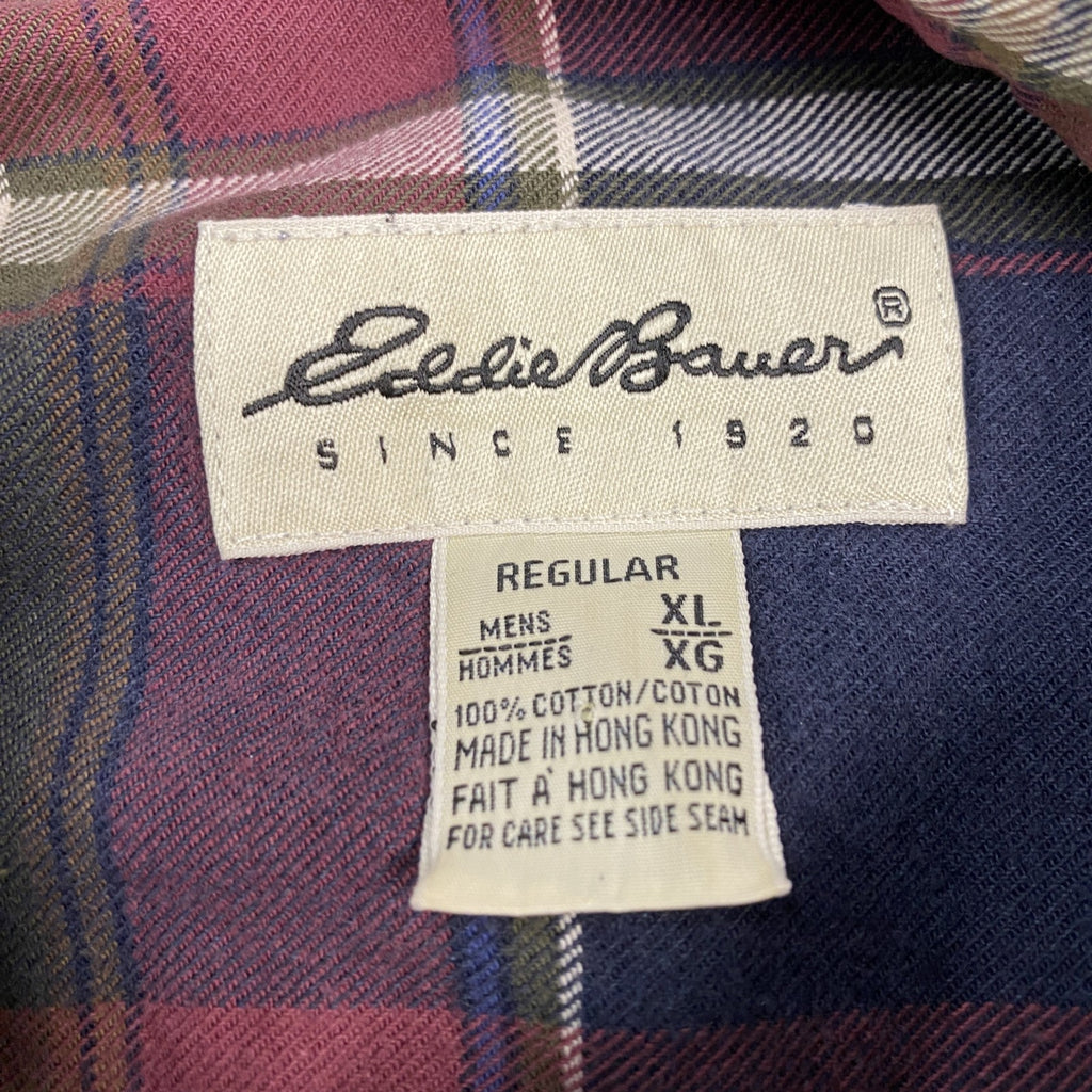 Eddie Bauer　エディーバウアー　長袖ボタンダウンシャツ　チェック柄　マルチカラー　XLサイズ メンズ コットン 古着