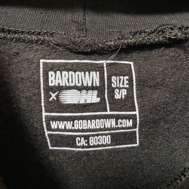 BARDOWN　アニマルスウェットパーカー/フーディー　3連プリント　熊　ビッグデザイン　黒　ブラック　Sサイズ　古着