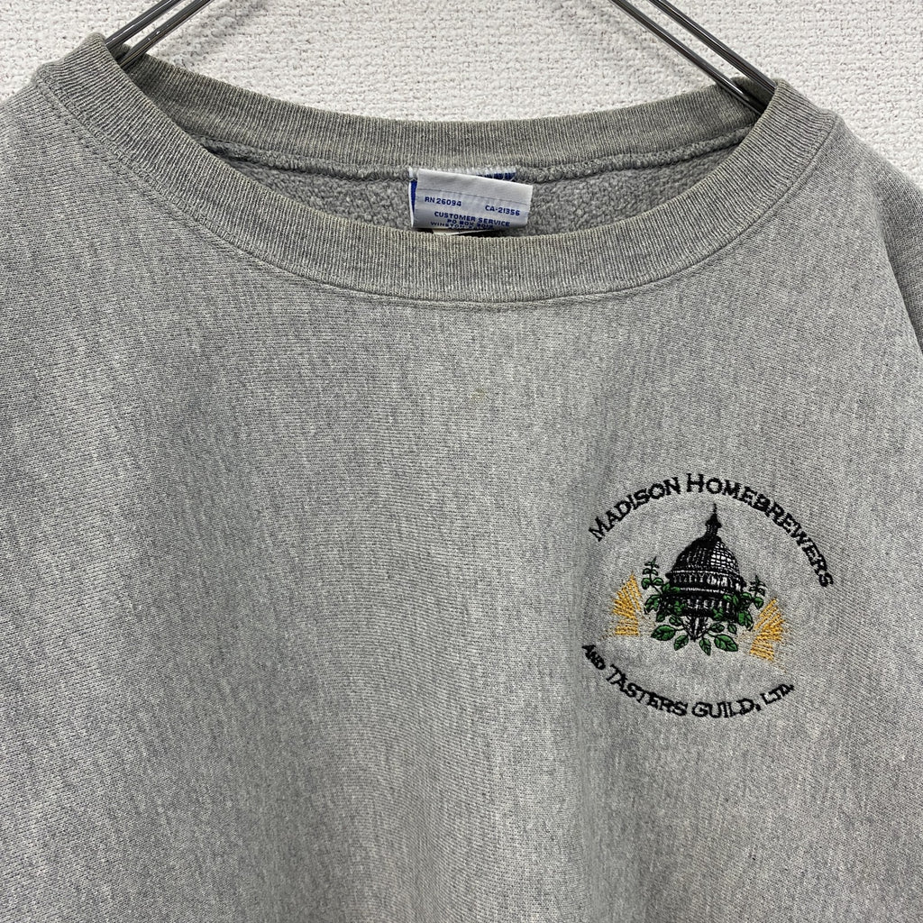 Champion　チャンピオン　リバースウィーブ　スウェット/トレーナー　アーチプリント　ワンポイント　灰色　グレー　XLサイズ　古着