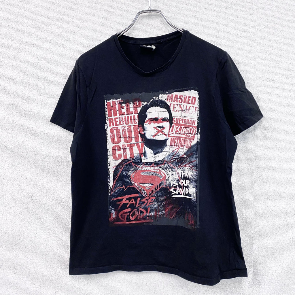 DCコミックス　スーパーマン　半袖プリントTシャツ　黒　ブラック　Lサイズ　古着