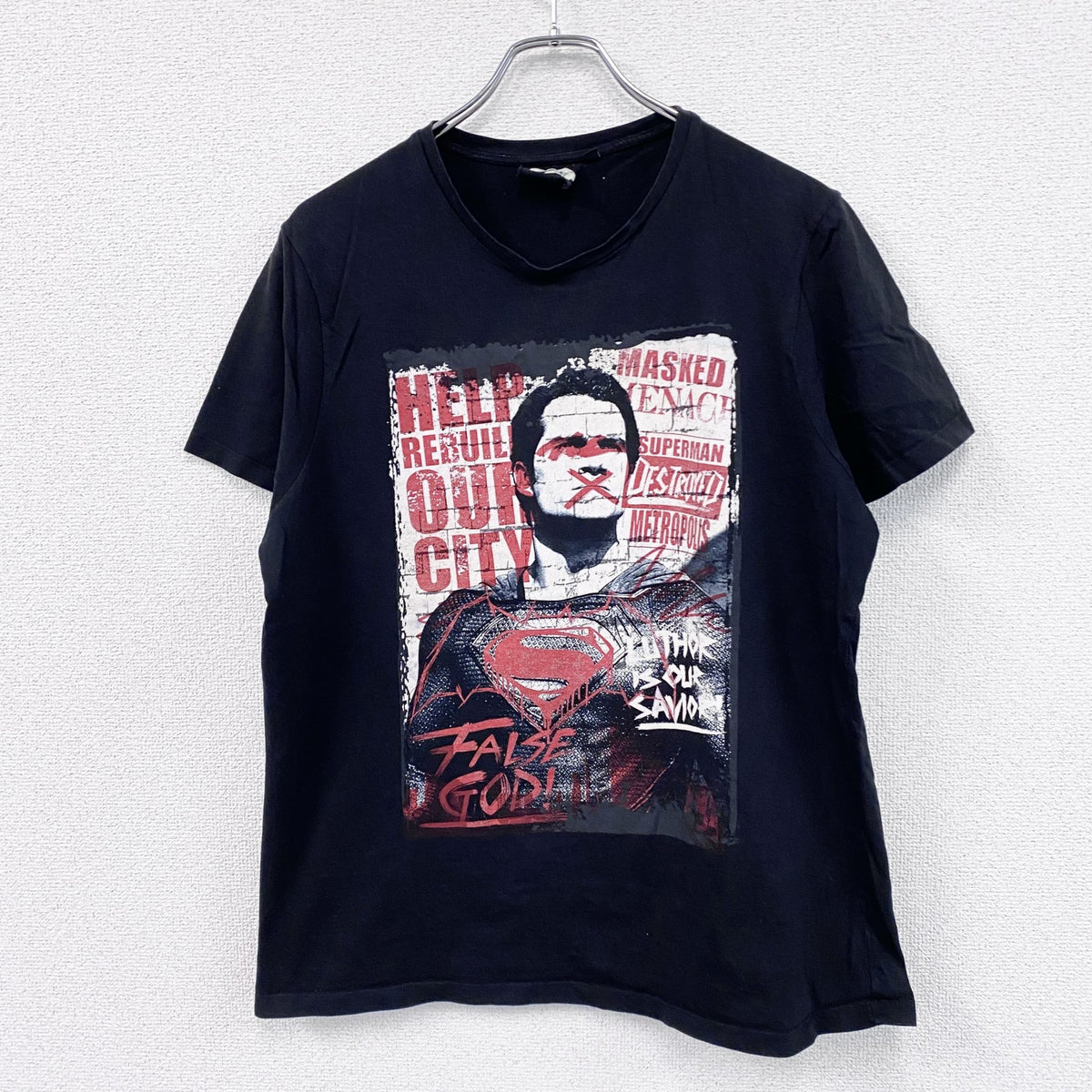DCコミックス　スーパーマン　半袖プリントTシャツ　黒　ブラック　Lサイズ　古着