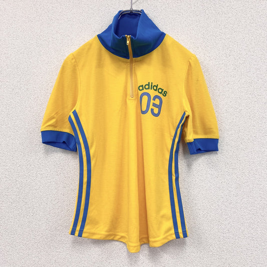 00s　adidas　アディダス　ハーフジップ半袖プルオーバー　ヴィンテージ　黄色　イエロー　Lサイズ
