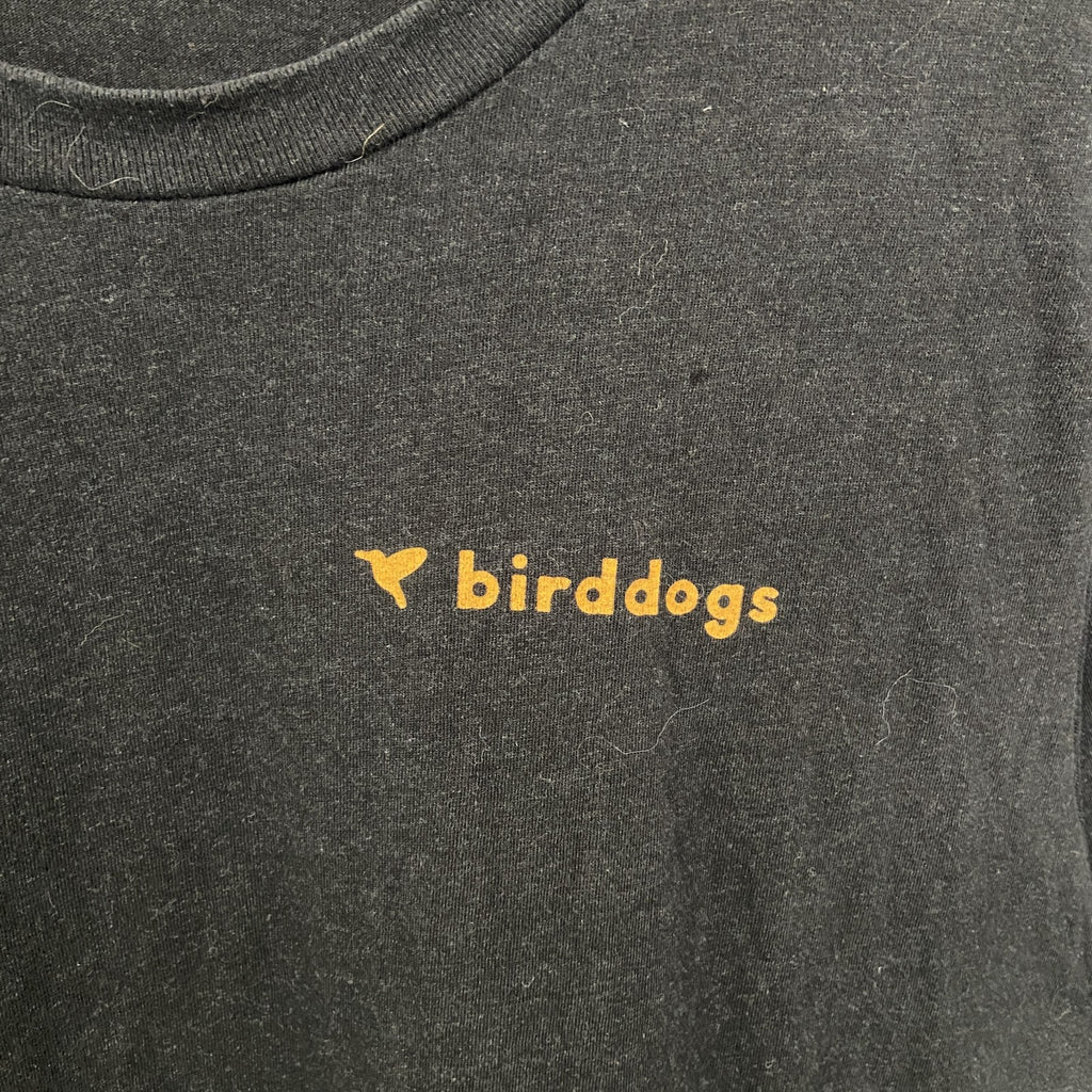BIRDDOGS　半袖ワンポイントプリントTシャツ　バックプリント　グラフィックデザイン　黒　ブラック　古着