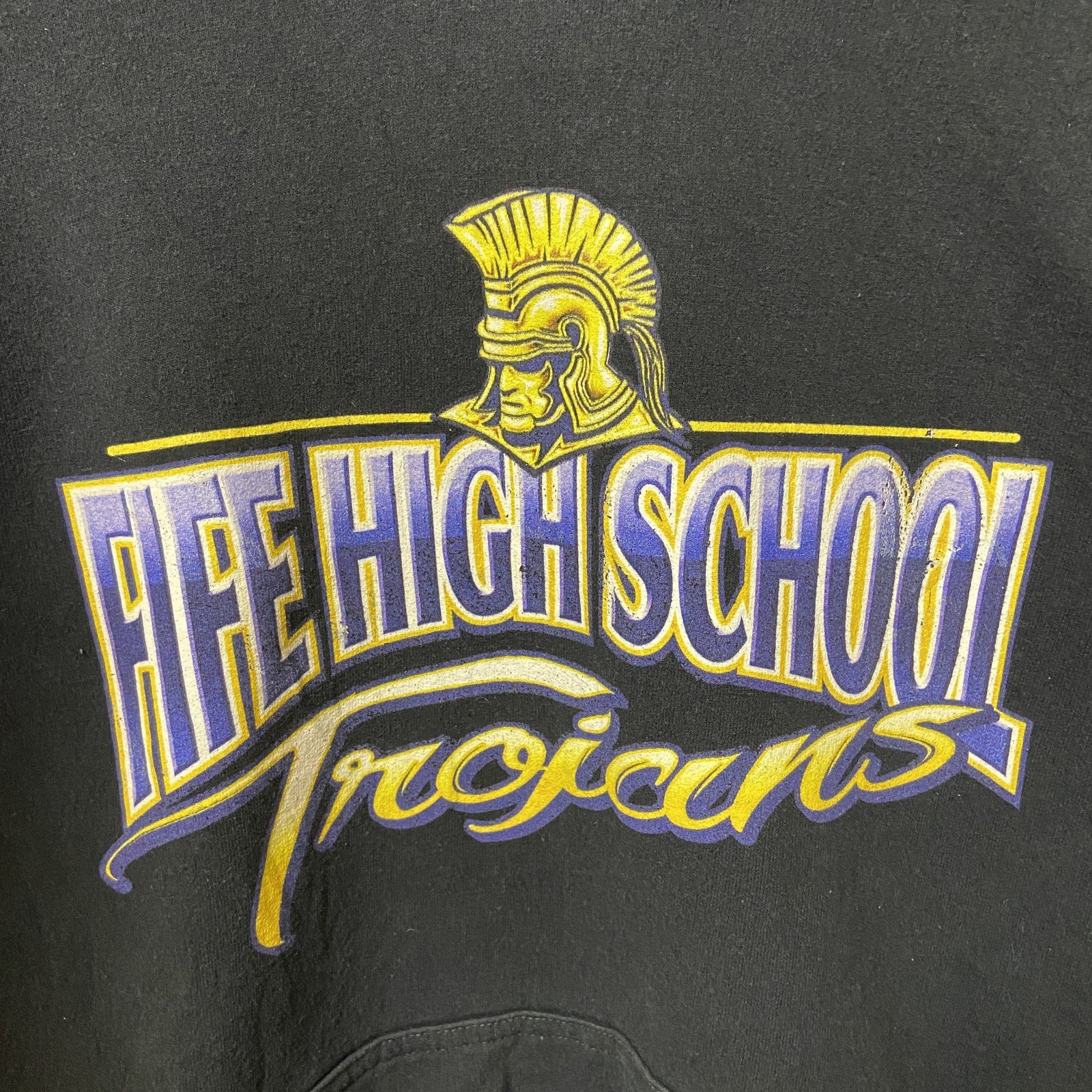 PORT&COMPANY　長袖プリントパーカー　スウェット　FIFE HIGH SCHOOL　黒　ブラック　Sサイズ　古着