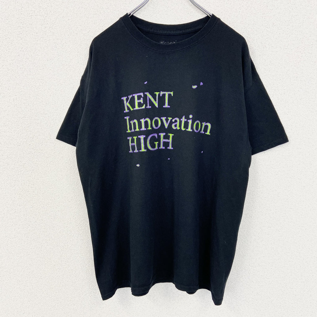 GILDAN　ギルダン　半袖デザインプリントTシャツ　バックプリント　クルーネック　黒　ブラック　KENT　古着