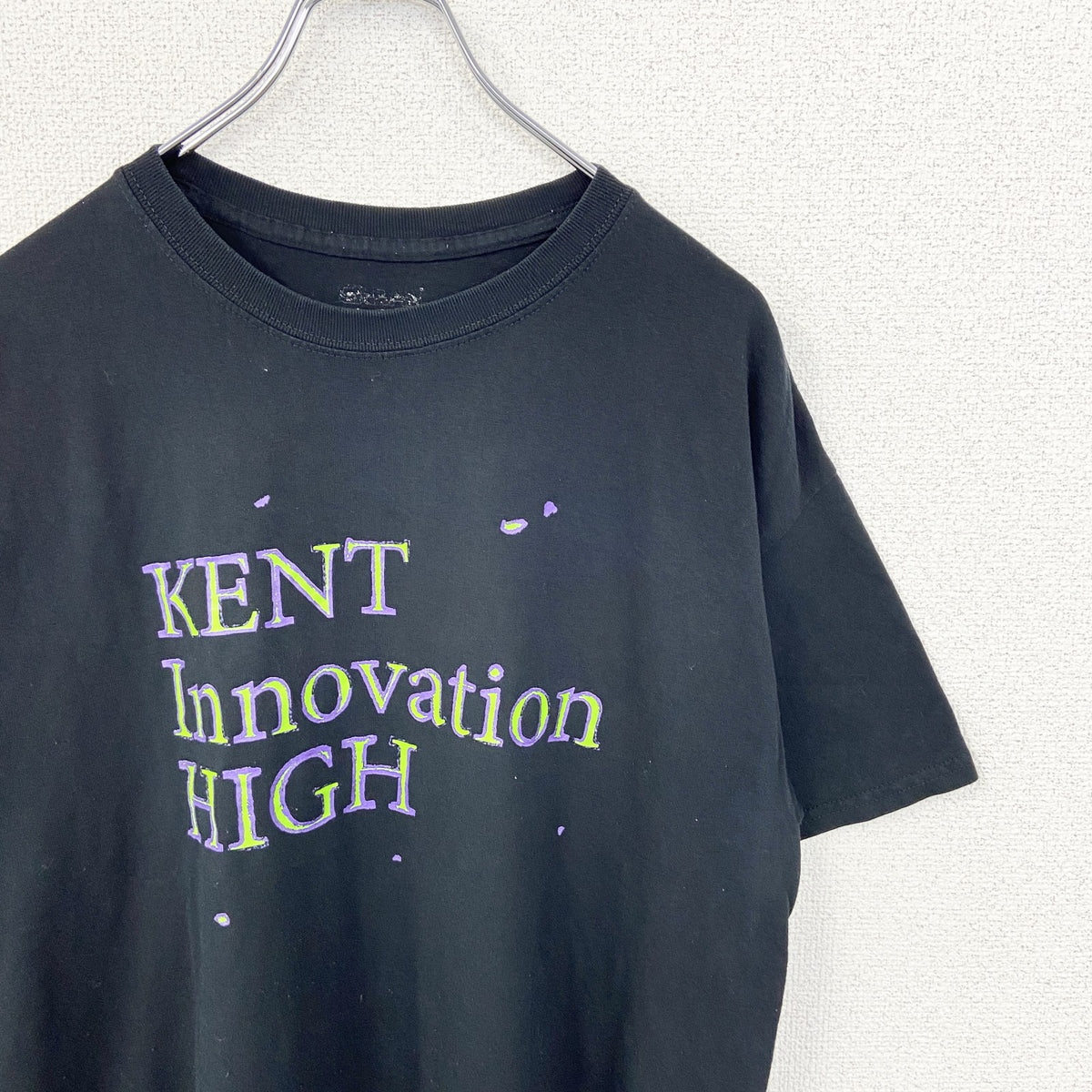 GILDAN　ギルダン　半袖デザインプリントTシャツ　バックプリント　クルーネック　黒　ブラック　KENT　古着