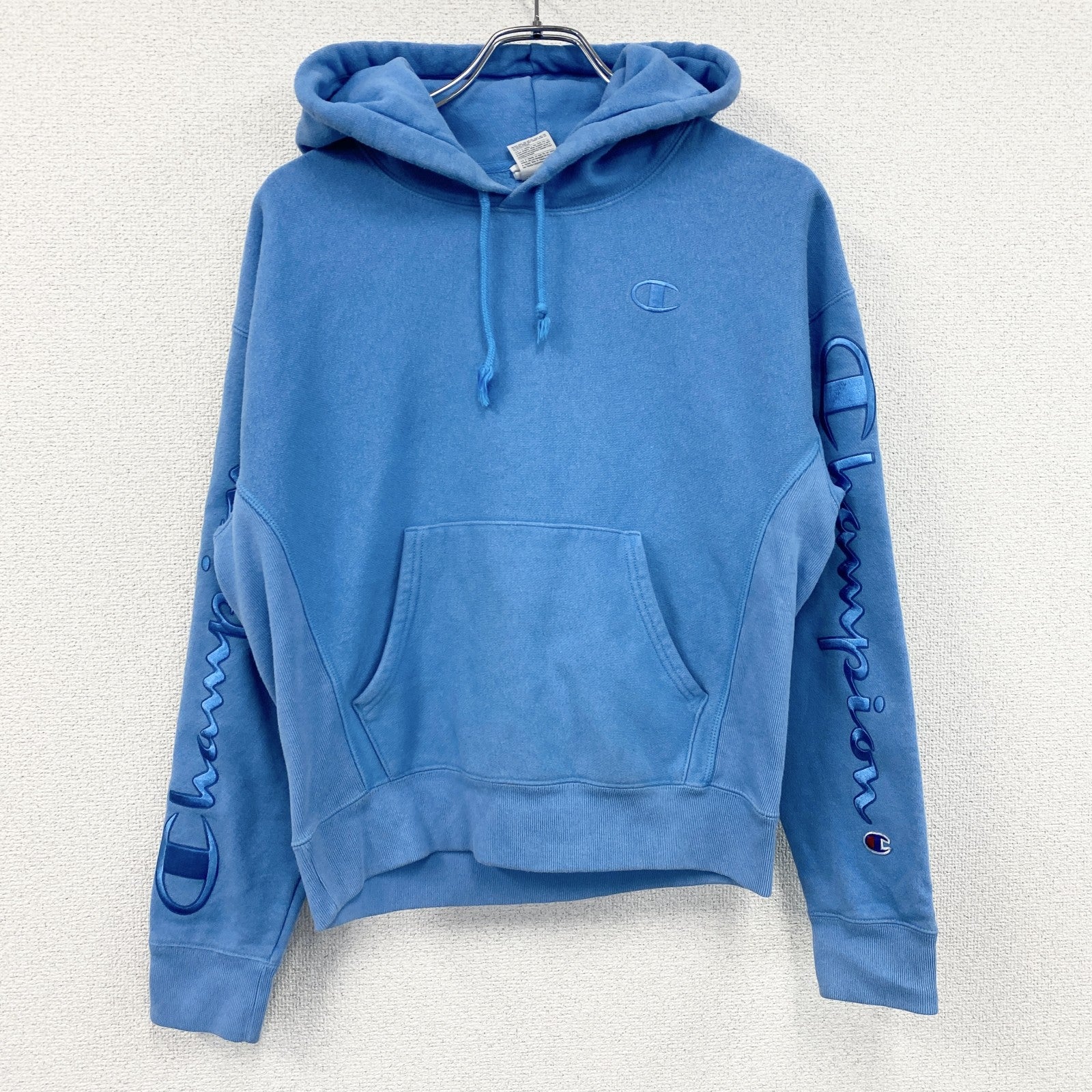 Champion　チャンピオン　リバースウィーブ　スウェットパーカー/フーディー　水色　ライトブルー　Mサイズ トレーナー スウェットトップス フード付き 古着
