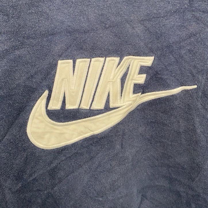 00s　NIKE　ナイキ　スウェット/トレーナー　ヴィンテージ　ロゴ刺繍　紺　ネイビー　Lサイズ　古着