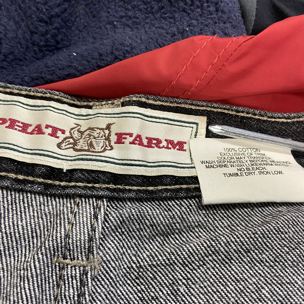 PHAT FARM　ファットファーム　ブラックデニムパンツ/ジーンズ　ジップフライ　黒　ブラック　W34サイズ　古着