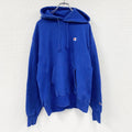 Champion　チャンピオン　リバースウィーブ　スウェットパーカー/フーディー　刺繍ロゴ　ワンポイント　現行　青　ブルー　Mサイズ トレーナー スウェットトップス フード付き 古着