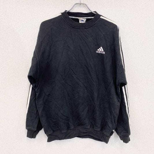 90s　adidas　アディダス　スウェット/トレーナー　ヴィンテージ　ロゴ刺繡　黒　ブラック　Lサイズ
