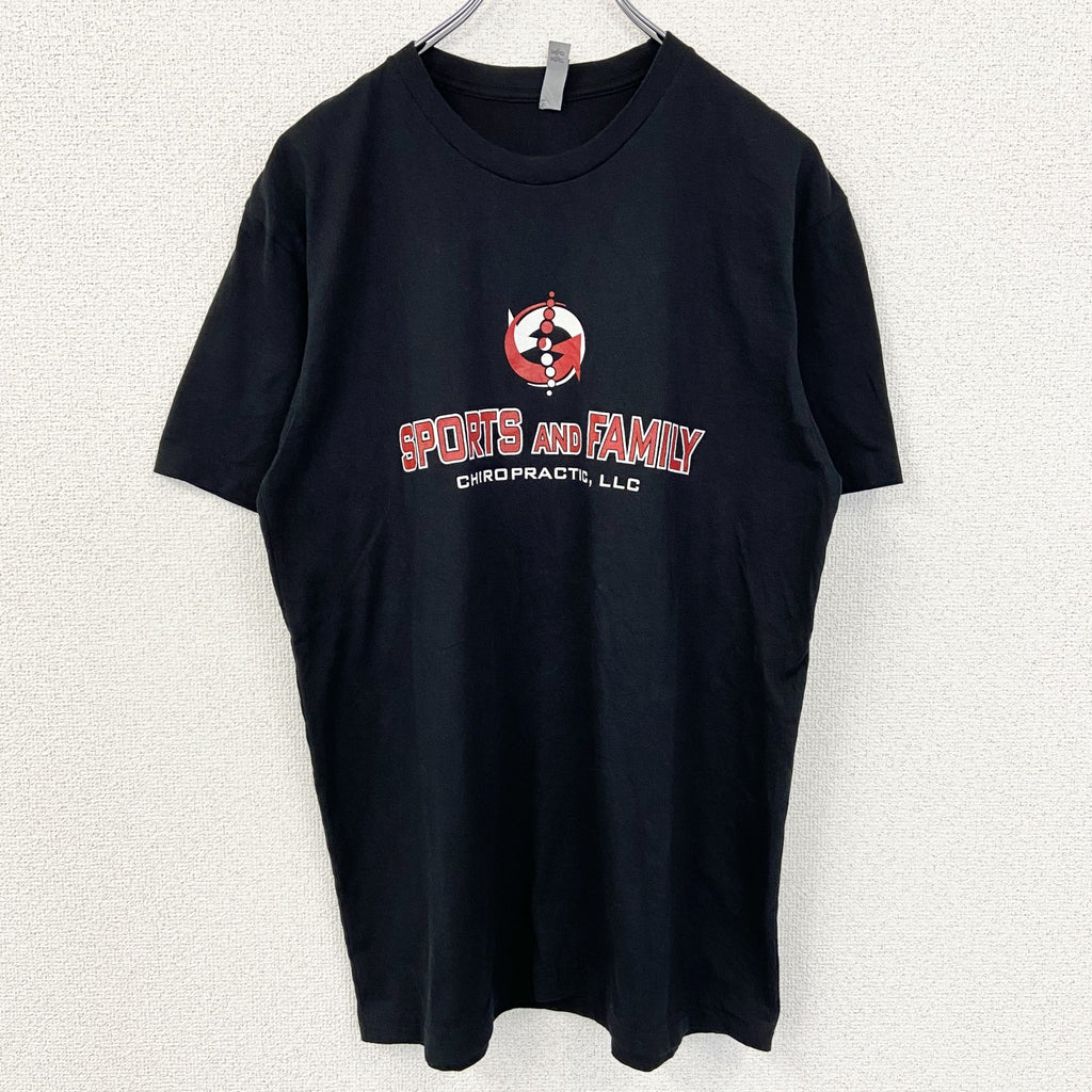 NEXT LEVEL　半袖プリントTシャツ　SPORTS AND FAMILY　クルーネック　ブラック　Mサイズ　古着