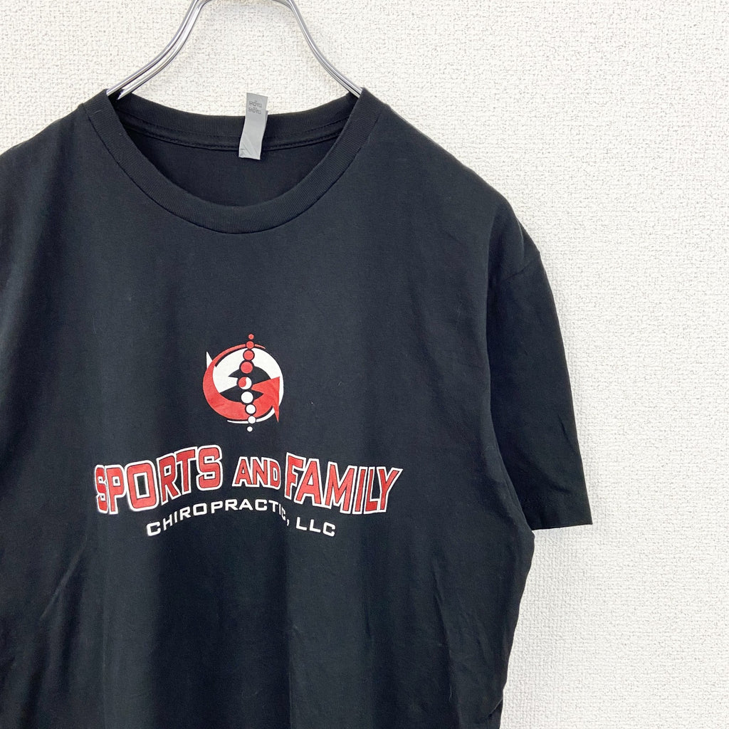 NEXT LEVEL　半袖プリントTシャツ　SPORTS AND FAMILY　クルーネック　ブラック　Mサイズ　古着