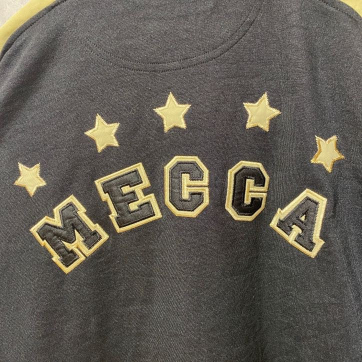 古着 used　mecca　半袖フルジップジャージ　トラックジャケット　ワッペン　黒　ブラック　ビックシルエット　XLサイズ