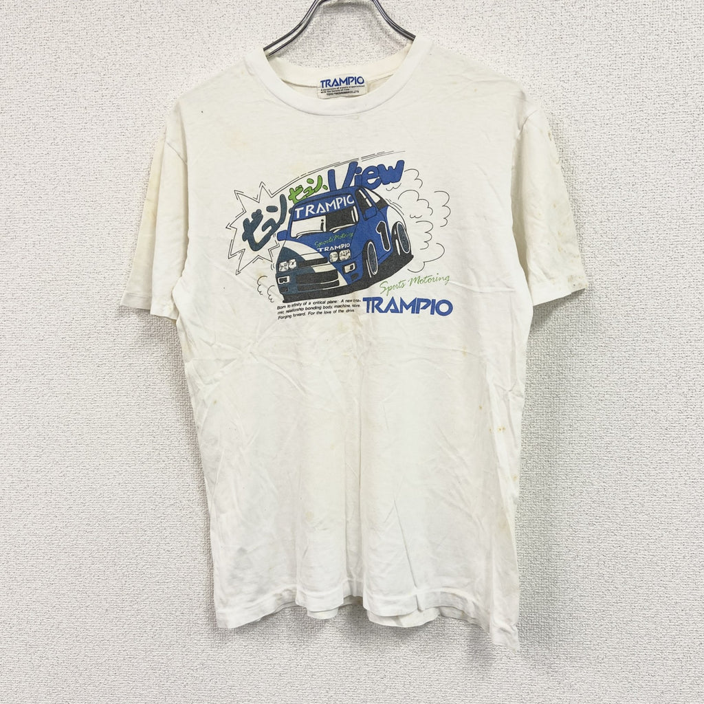 TRAMPIO　トランピオ　半袖プリントＴシャツ　シングルステッチ　白　ホワイト Tシャツ カットソー メンズ 古着