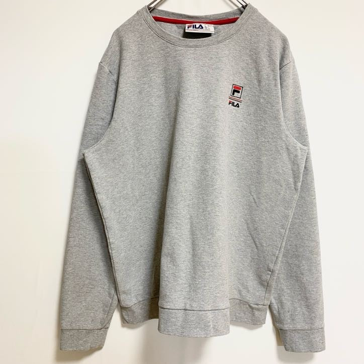 FILA　フィラ　スウェット/トレーナー　ワンポイント　スポーツミックス　ビッグシルエット　灰色　グレー　Lサイズ　古着