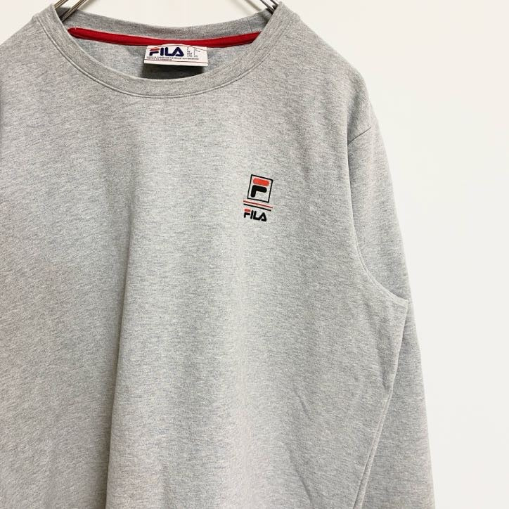FILA　フィラ　スウェット/トレーナー　ワンポイント　スポーツミックス　ビッグシルエット　灰色　グレー　Lサイズ　古着