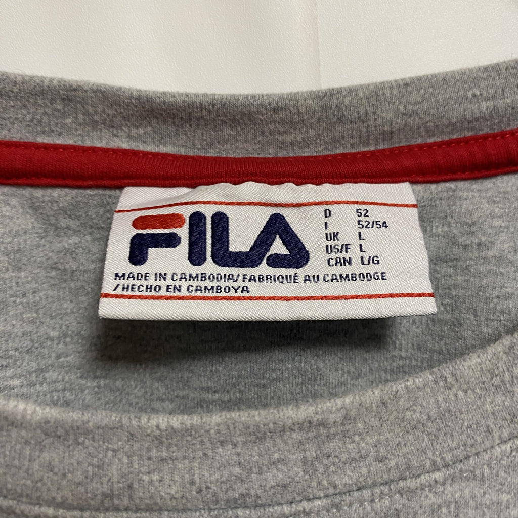 FILA　フィラ　スウェット/トレーナー　ワンポイント　スポーツミックス　ビッグシルエット　灰色　グレー　Lサイズ　古着