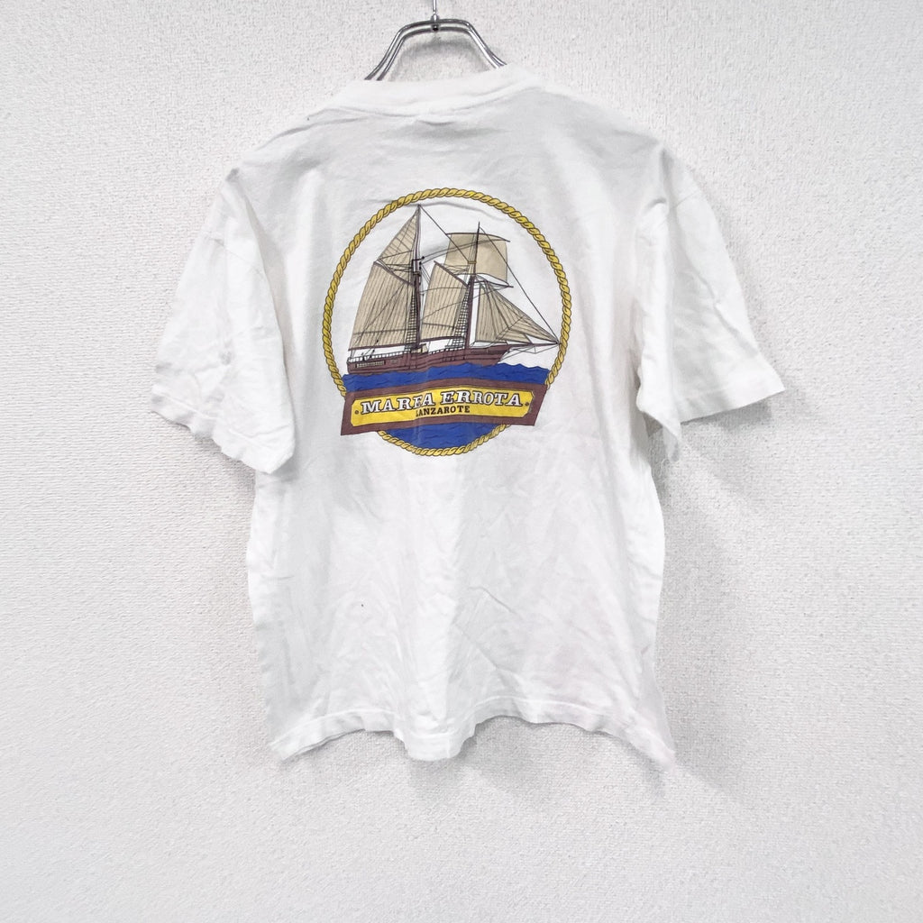 FIREEDX　半袖プリントTシャツ　船　白　ホワイト　古着