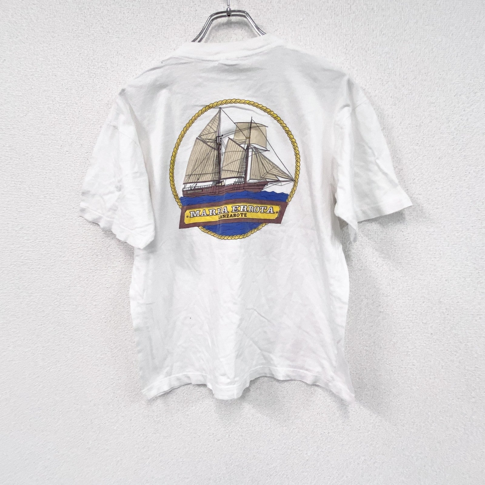 FIREEDX　半袖プリントTシャツ　船　白　ホワイト　古着